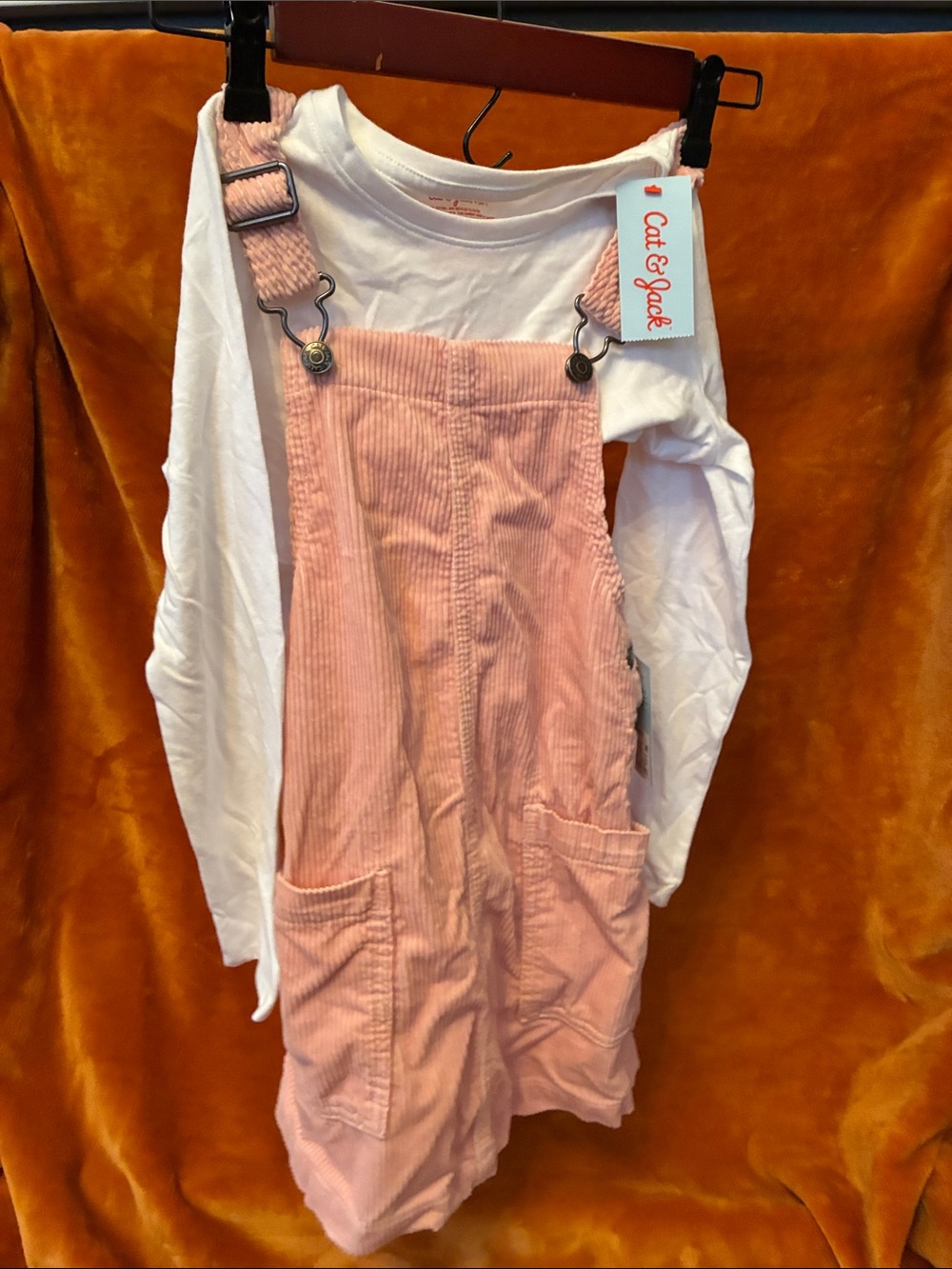 NWT size 6 Cat & Jack Pink Corduroy Overall Romper with Adjustable Straps